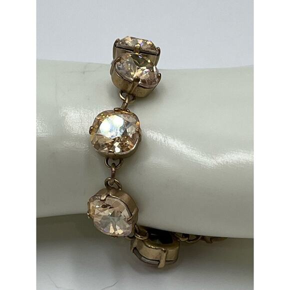 Catherine Popesco France 
12mm Champagne Cushion Cut Crystal Goldtone Bracelet - Picture 5 of 12